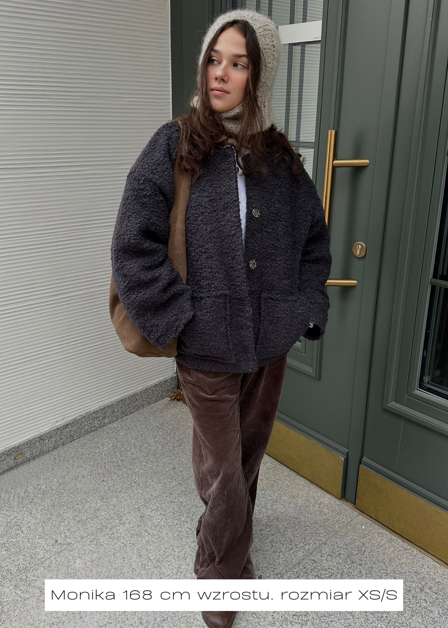 WEŁNIANA KURTKA Fluffy SZARA