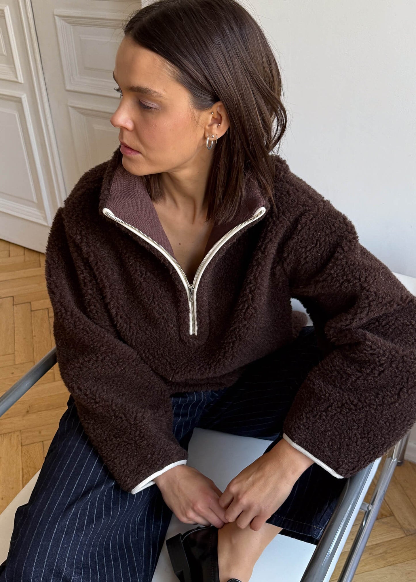 BLUZA Teddy MERINO Czekoladowy brąz