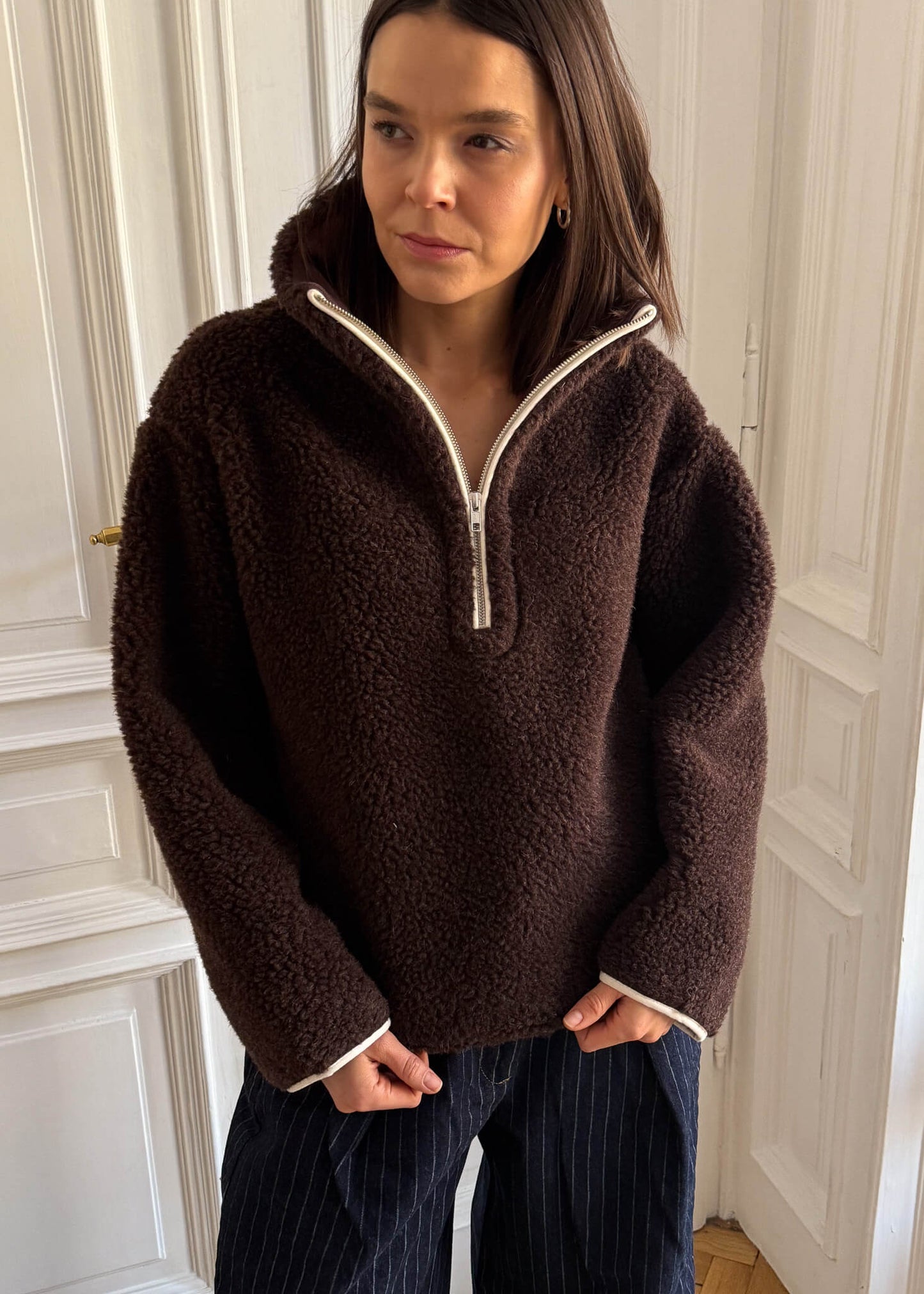 BLUZA Teddy MERINO Czekoladowy brąz