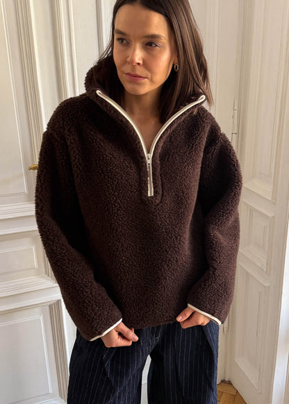 BLUZA Teddy MERINO Czekoladowy brąz