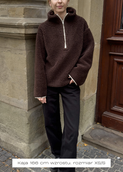 BLUZA Teddy MERINO Czekoladowy brąz