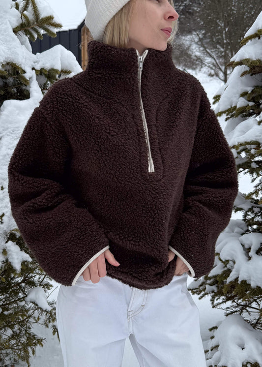 BLUZA Teddy MERINO Czekoladowy brąz