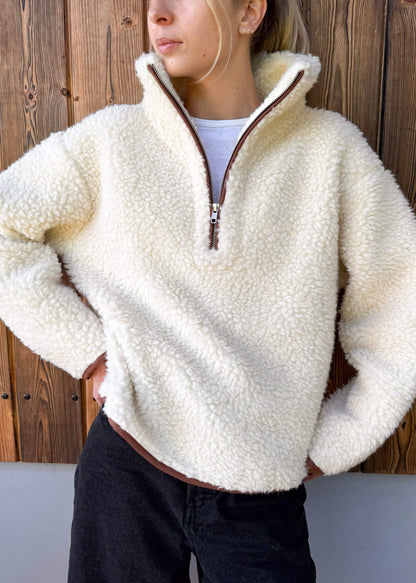 TEDDY ECRU BLUZA POLAR Z WEŁNY MERINO