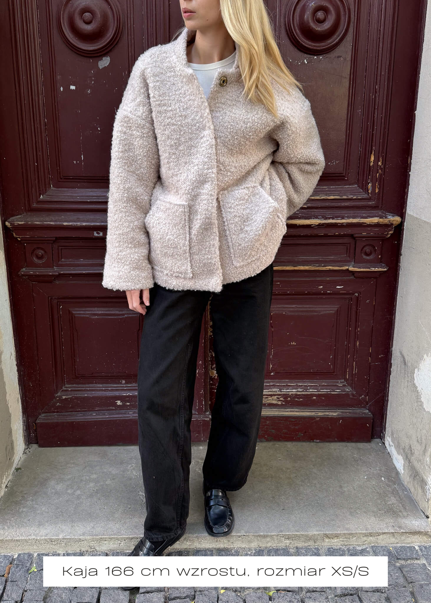 WEŁNIANA KURTKA Fluffy BEŻ