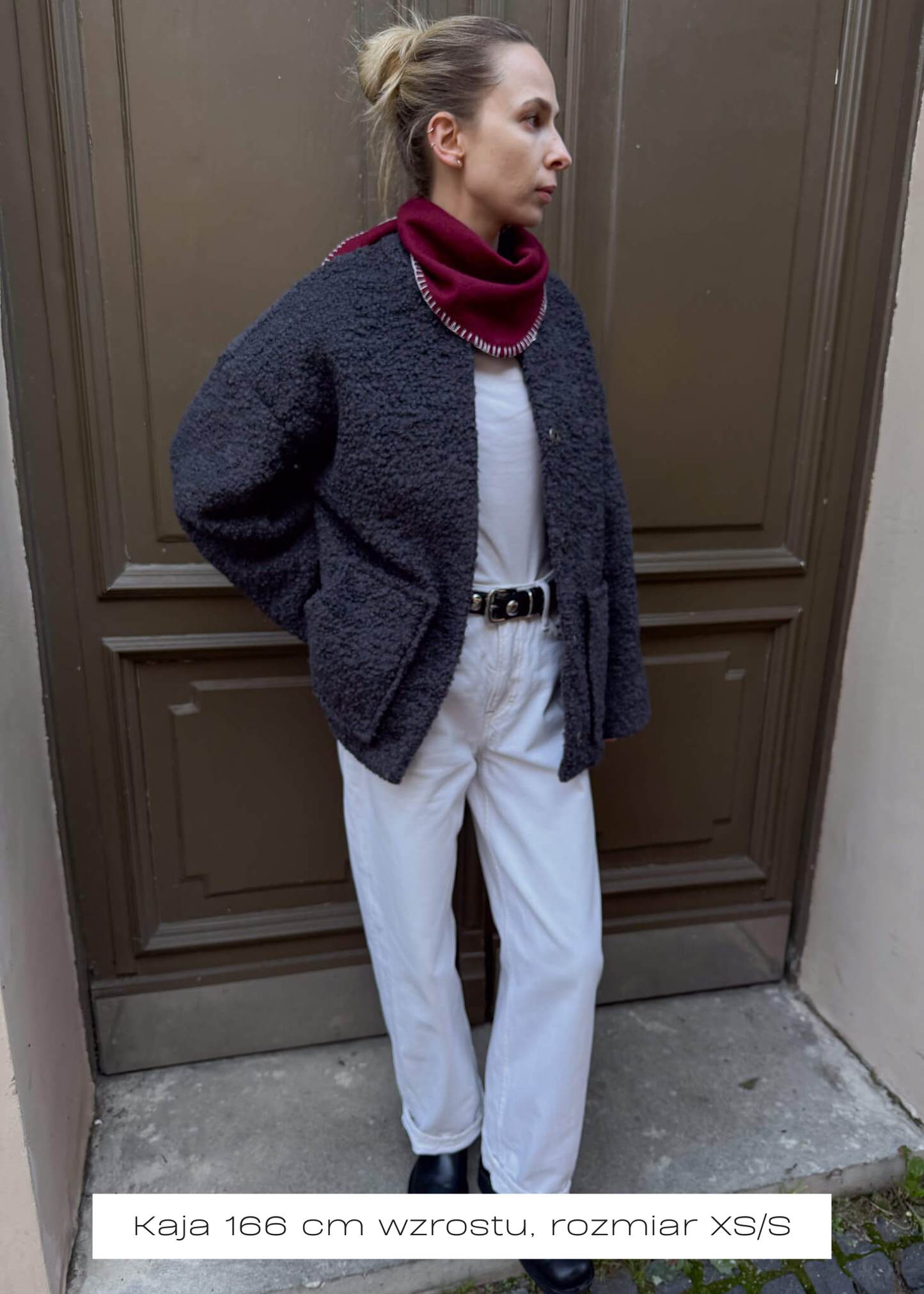 WEŁNIANA KURTKA Fluffy SZARA