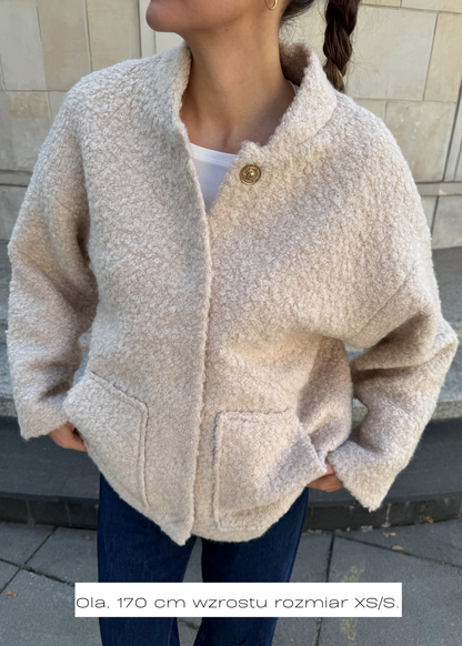 WEŁNIANA KURTKA Fluffy BEŻ