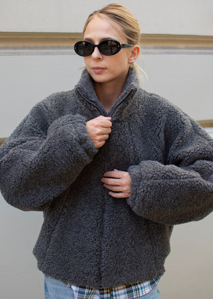 LANA WEŁNIANA KURTKA POLAR MERINO SZARA