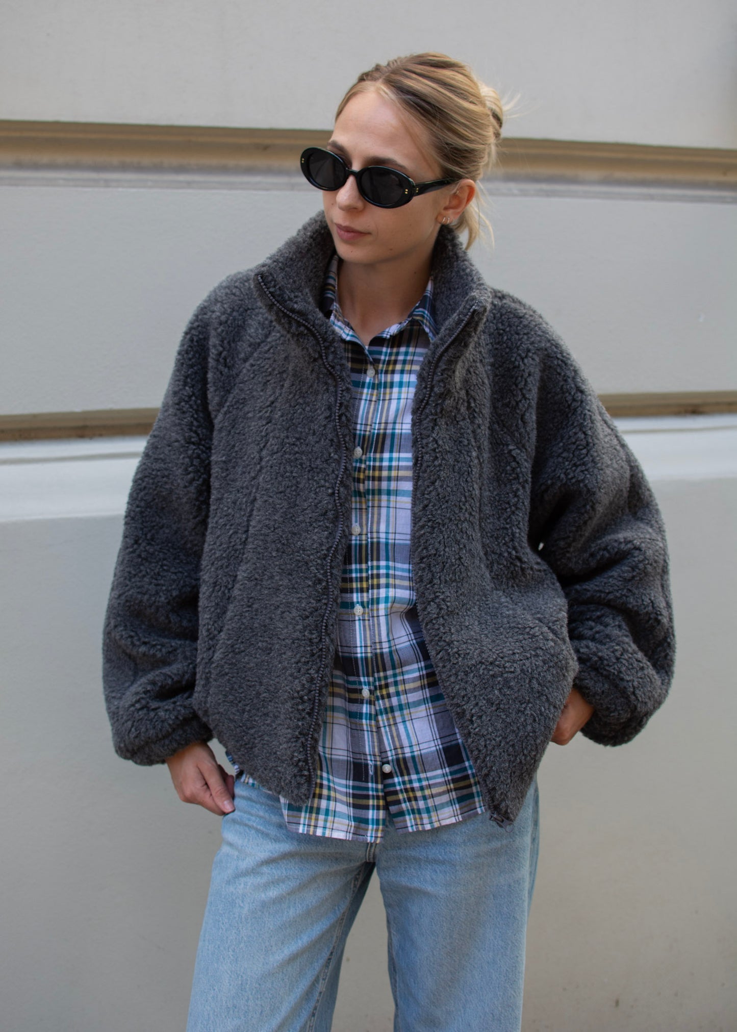 LANA WEŁNIANA KURTKA POLAR MERINO SZARA