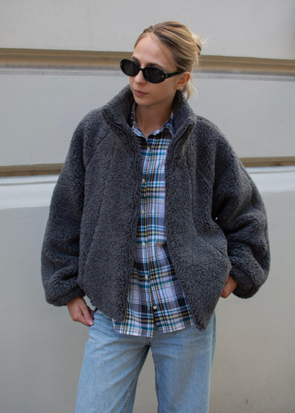 LANA WEŁNIANA KURTKA POLAR MERINO SZARA