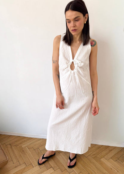 Bawełniana sukienka maxi Willow ASIDE na lato w białym kolorze