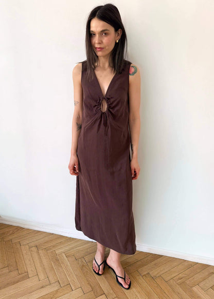 Letnia brązowa sukienka maxi Willow ASIDE z miękkiego modalu