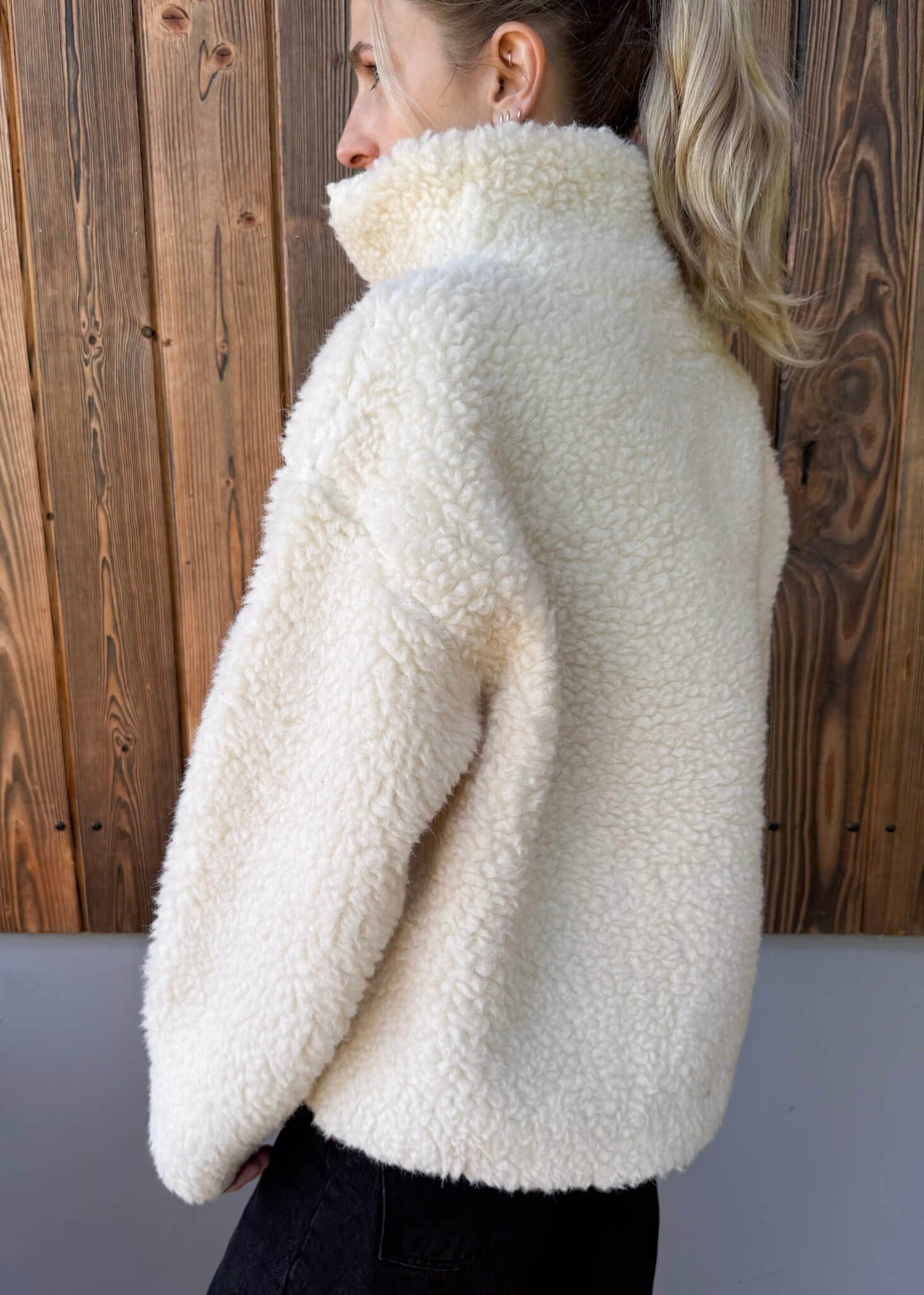 TEDDY ECRU BLUZA POLAR Z WEŁNY MERINO