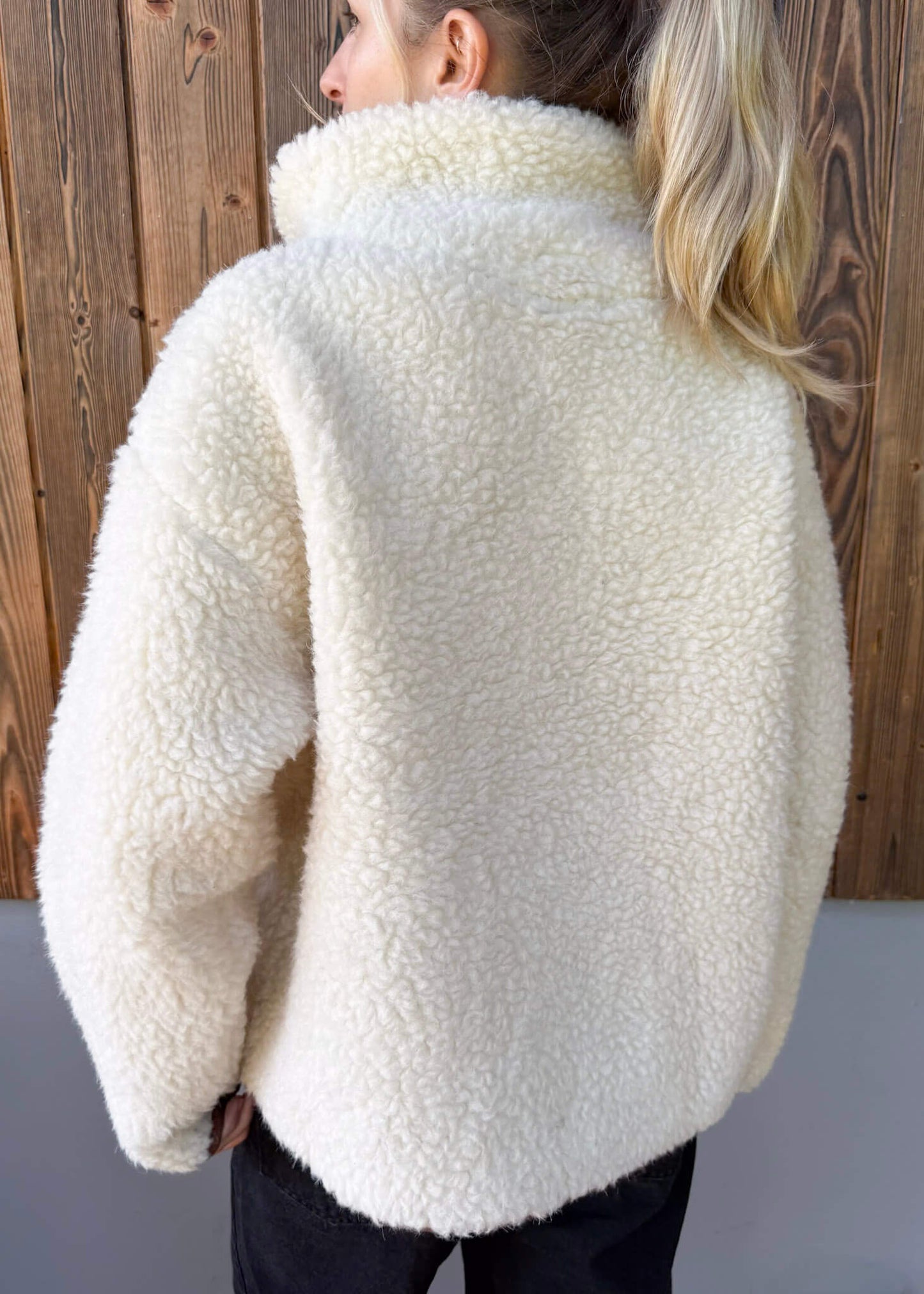 TEDDY ECRU BLUZA POLAR Z WEŁNY MERINO