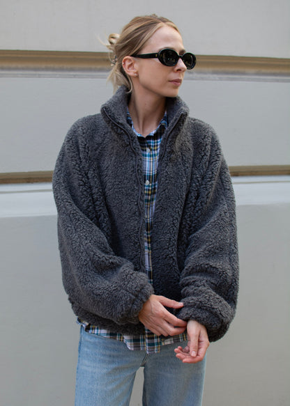 LANA WEŁNIANA KURTKA POLAR MERINO SZARA
